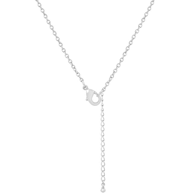 Carmela 0.6ct CZ Rhodium Classic Drop Lariat Necklace-0
